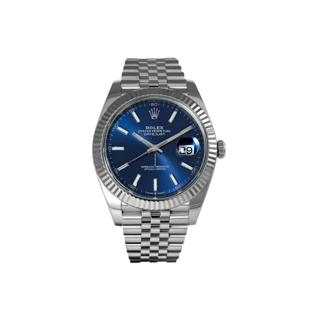 Rolexx Date Just Blue & Silver top premium